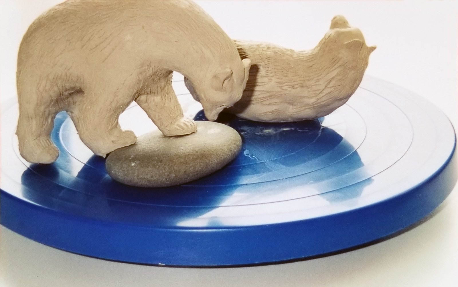 Unpainted ceramic maquette for Bear Study by Allen Gordon