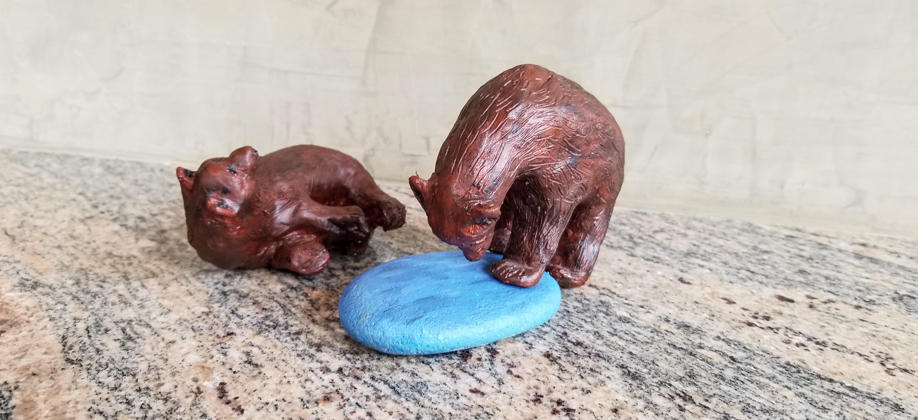 Painted ceramic maquette for Bear Study by Allen Gordon